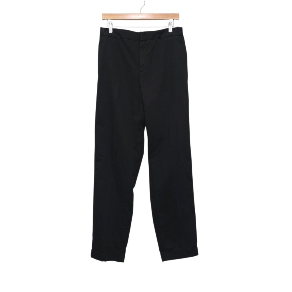 The Kooples Womens Black Cotton Straight Leg Elastic Back Trousers Size 50 US 10